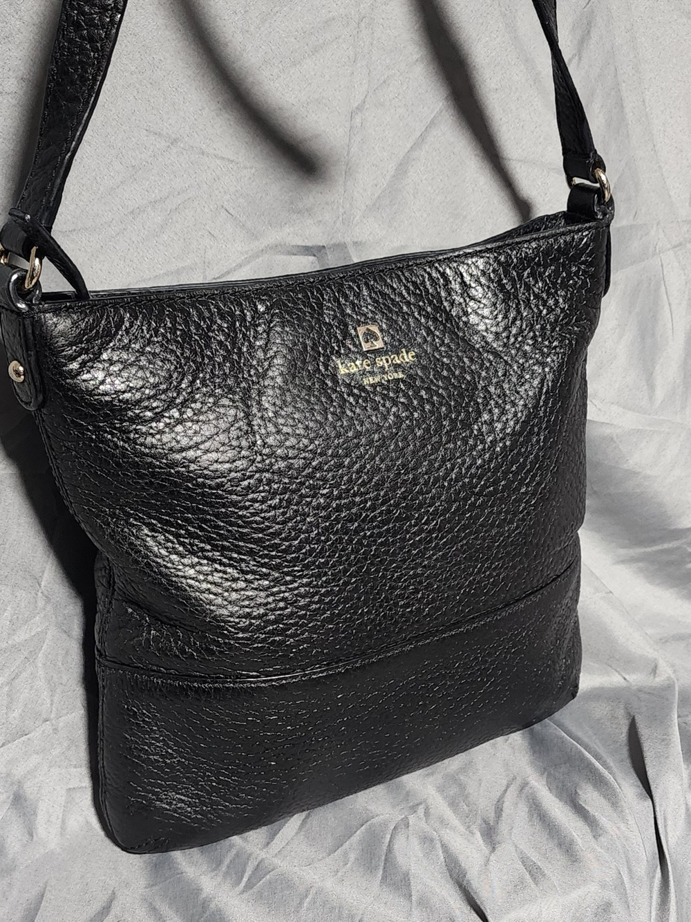 Kate Spade Southport Avenue Cora Black Pebbled Leather Crossbody Bag Purse